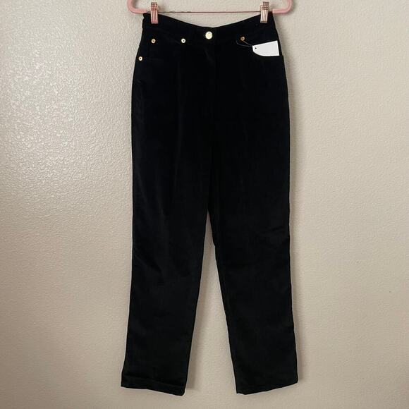 St. John Sport Marie Gray Pants Womens Size 2 Black High Rise Velvet Straight - Picture 3 of 14